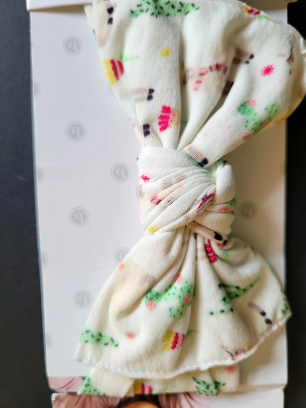 Baby Bling Cream Knot Headwrap with Holiday Motif